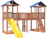 Детская площадка для улицы и дачи окрашенная. Детский игровой комплекс спортивный уличный для дачи во двор с горкой, песочницей и скалодромом СГ7-Тент