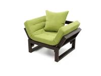 Кресло амбер, зеленый-венге, рогожка, деревянное, мягкое, для дачи, для кафе и бара, на веранду, в террасу, для бани
