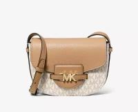 Сумка Michael Kors ванильная в монограмму с коричневым клапаном, через плечо