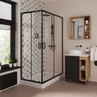 Душевой уголок Niagara Nova NG-6881-08 BLACK 100x80, профиль черный, стекло прозрачное