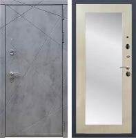 Входная металлическая дверь с зеркалом RеX (рекс) 13 Бетон темный / Пастораль беленый дуб