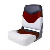 Сиденье мягкое складное Premium High Back Boat Seat, бело-красное