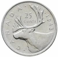 Канада 25 центов (cents) 1943