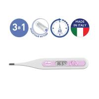 CHICCO Термометр педиатрический DigiBaby,3-в-1,цифровой,в футляре,0мес.+, розовый/термометр детский для тела/электронный градусник