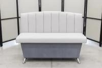 Кухонный диван Альт с ящиком, 120 х 56 см, обивка износостойкий мебельный велюр с оригинальной текстурой, цвет светло-серый / серый