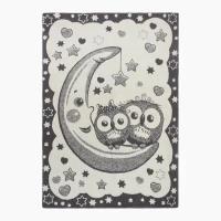 Одеяло байковое Совы на луне 95х135см, цвет серый 400г/м хл100%