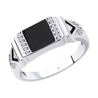 Серебряное кольцо Diamant online 103615 с фианитом и эмалью, Серебро 925°, 23