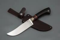 Нож из стали VG-10 «Узбекский Малый Пчак», рукоять литье мельхиор, вставка стабилизированная карельская береза,черный граб