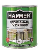 Грунт-эмаль по металлу 3 в 1 HAMMER черная 2,7кг матовая