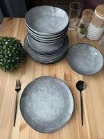 Набор столовой посуды "Органик" на 6 персон (18 предметов), цвет серый космос