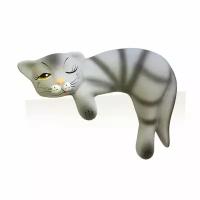 Кошка на полку Соня 19 см дымчатая матовая керамика