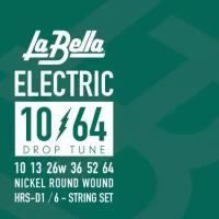 Струны для электрогитары La Bella Hard Rockin Steel Drop Six HRS-D1 10-64