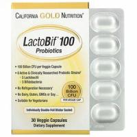 California Gold Nutrition LactoBif, пробиотики, 100 млрд КОЕ 30 вегетарианских капсул