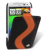 Кожаный чехол для HTC Sensation XL / X315e / G21 Melkco Premium Leather Case - Special Edition Jacka Type (Black/Orange LC)