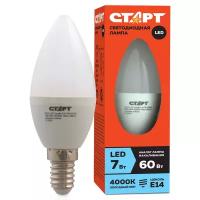 Лампа светодиодная Старт LED, серия "ЭКО" 7W40, тип С "свеча", E14, 4000К, холодный свет, 15000ч