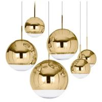 Подвесные светильники в стиле Tom Dixon Mirror Ball золотистые (3 штуки диаметр 20 см)