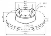 PE AUTOMOTIVE 03612600A 036.126-00A_диск тормозной!335x171x122 H93 n10x15+2x10\MAN