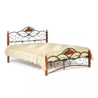 Кровать TETCHAIR CANZONA Wood slat base дерево гевея/металл, 140х200 см (Double bed), красный дуб/черный