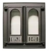 Дверца каминная со стеклом 408 SVT, (400х365) 310х275, 2-х створчатая, (фин)