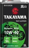 Масло Моторное Полусинтетическое Для Четырехтактных Двигателей Takayama Mototec 3000 4T Sae 10W-40 Api Sl Jaso Ma-2 1Л (Мета