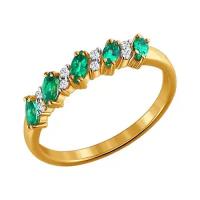 Золотое кольцо Diamant online 114488 с бриллиантом и изумрудом, Золото 585°, 16,5