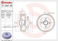 BREMBO 14725720 14.7257.20_барабан тормозной! c ABS\ Dacia Logan 04,Renault Clio II 98-05 1шт