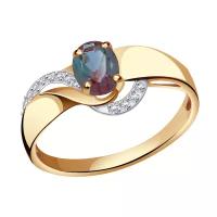 Золотое кольцо Александра кл2321ск с бриллиантом и александритом, Золото 585°, размер 17,5