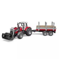 Машины для малышей Bruder Трактор Massey Ferguson, c манипулятором и прицепом