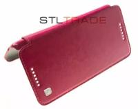 Футляр-книга боковой Hoc Crystal Leather для HTC Butterfly S red rose