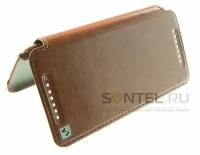 Футляр-книга боковой Hoc Crystal Leather для HTC One mini (M4) brown