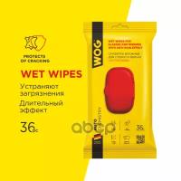 Набор Влажных Салфеток Для Очистки Стекол, Зеркал, Фар, Противобликовые С Эффектом Антидождя, Флоу-Пак С Клапаном, 36 Шт WOG