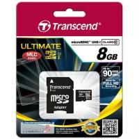 micro SDHC карта памяти Transcend 8GB Class 10 UHS-I с адаптером