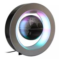 Левитирующий глобус Левитрон, светильник, ночник с LED подсветкой (черный) в форме круга