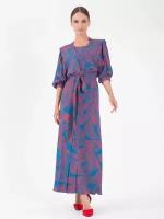 Длинное платье в комплекте с кимоно LO синий (52)
