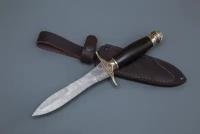Нож из дамасской стали «Адмирал», рукоять литье мельхиор, черный граб - Кузница Сёмина