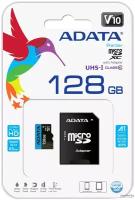 Карта памяти 128Gb MicroSD A-DATA Premier Class 10 + адаптер (AUSDX128GUICL10A1-RA1)