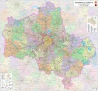 настенная карта Московской области 128 х 136 см (на самоклеющейся пленке)