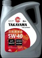 TAKAYAMA Масло Моторное Синтетическое Takayama 5W-40, Sn/Cf 4Л Пластик