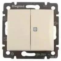 Legrand 774345 Выключатель 2х клавишный с индикацией-10AХ-Valena-Слоновая кость