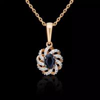 PLATINA jewelry Подвеска из красного золота с сапфиром и бриллиантом 03-0436-00-105-1110-30