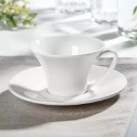 Кофейная пара фарфоровая Wilmax, 2 предмета: кружка 100 мл, блюдце d=13 см, цвет белый, 6 шт