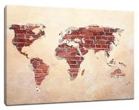 Картина Уютная стена "Карта мира из кирпичной кладки" 90х60 см