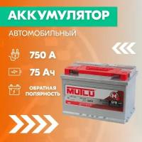 Аккумулятор автомобильный MUTLU SMF 57513, 75 Ач, пуск. ток 750 А, обрат. полярность, 278x175x190