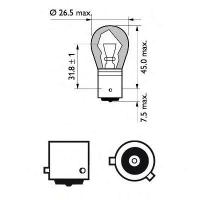 Philips1 PHILIPS Лампа PY21W SilverVision 12V 21W BAU15s (компл.blister 2шт) PHILIPS 12496SVB2