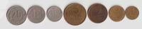 Полный набор монет СССР 7 штук от 1 копейки до 20 копеек бронза и никель 1954 года