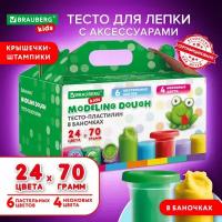 Пластилин-тесто для лепки BRAUBERG KIDS 24 цвета 1680 г 106722 (1)