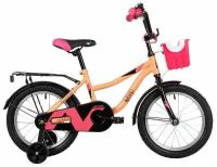 Детский велосипед NOVATRACK 16" WIND коралловый, полная защита цепи, ножной тормоз., крылья, багажник, пер.к