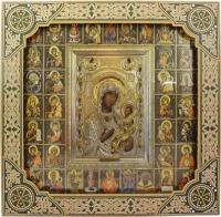 Икона Божией Матери Иверская и Собор Богородицы в рамке под стеклом
