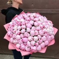 Букет пионов Розовые 101 шт., красивый букет цветов, шикарный, премиум букет пмионы