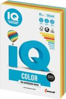 Бумага цветная Бумага цветная IQ color, А4, 80 г/м2, 250 л., (5 цветов x 50 листов), микс интенсив, RB02